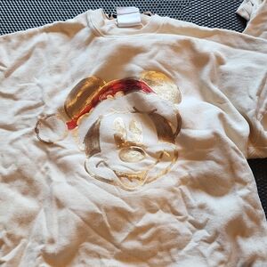 Disney Cream Sweater with Gold and Red Mickey Design
